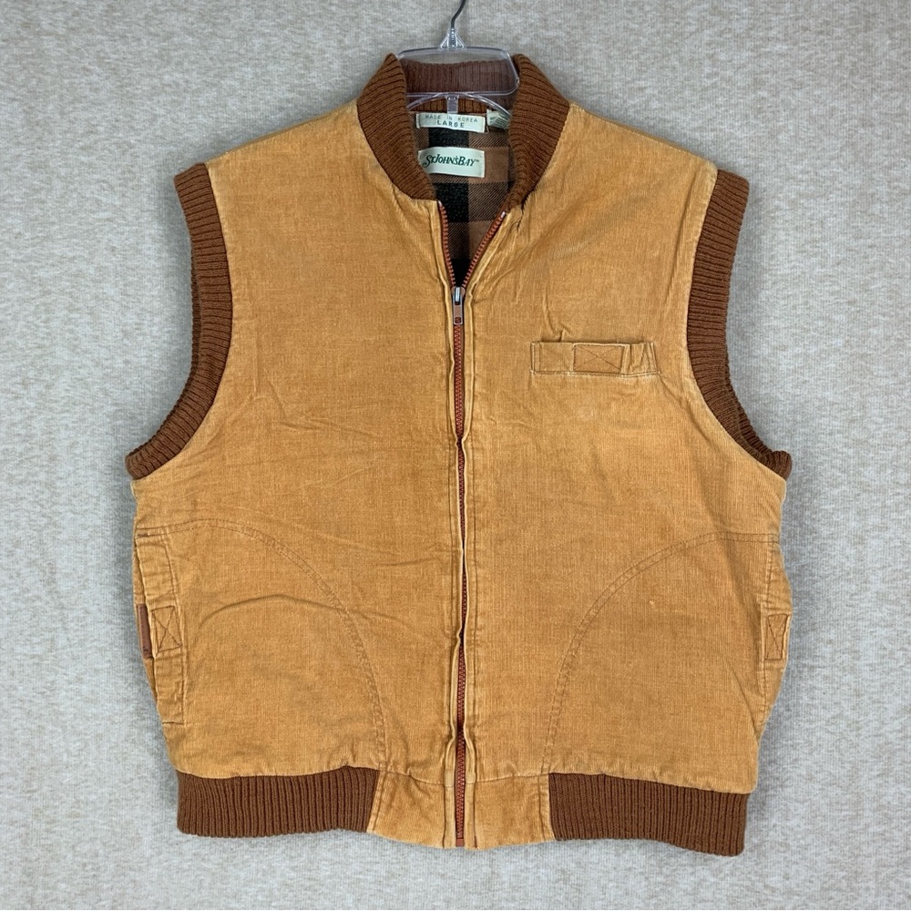 VTG St John’s Bay Corduroy Vest L (MED) Mens 80’s 90s Quilted Hunting Outdoor